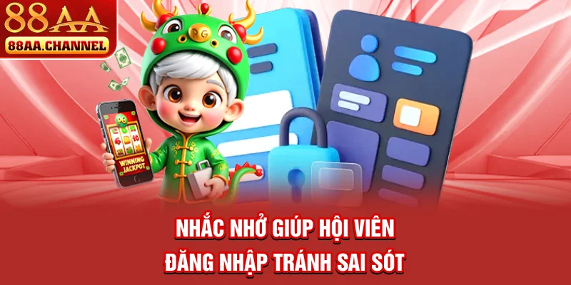 Nhắc nhở giúp hội viên đăng nhập tránh sai sót