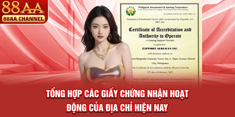 Tổng hợp các giấy chứng nhận hoạt động của địa chỉ hiện nay